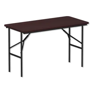 Alera® Wood Folding Table, Rectangular, 48w X 23.88d X 29h, Mahogany