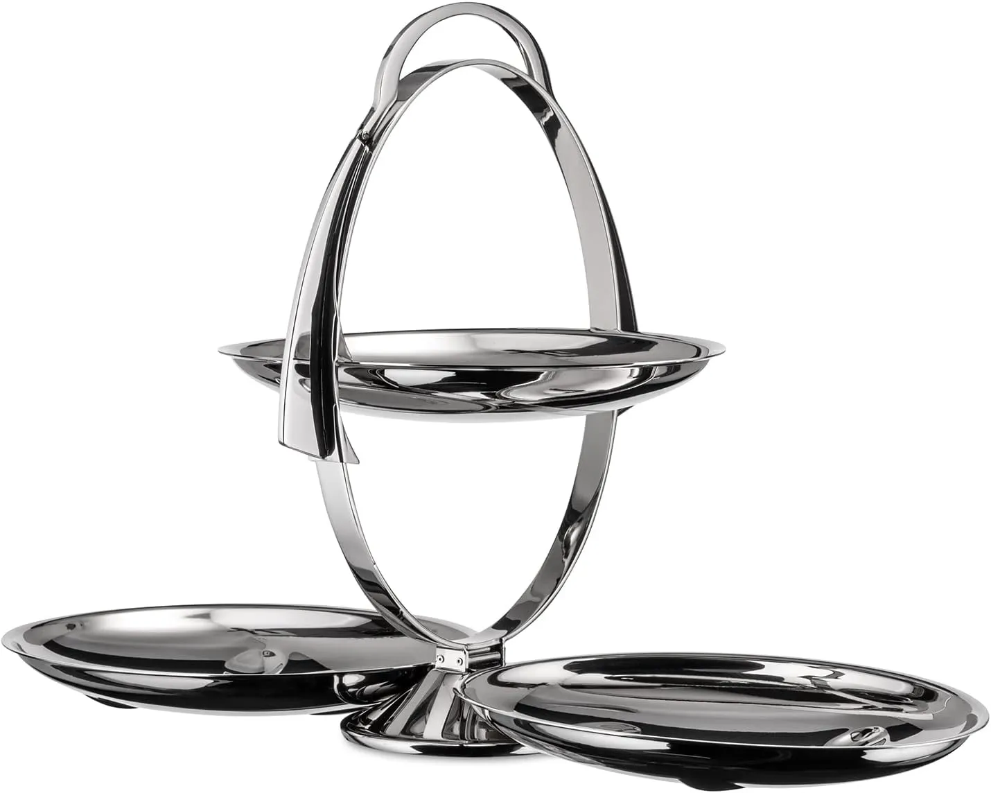 Alessi AM37 Anna Gong - Three-Tier Folding Cake Stand, 18/10 Stainless Steel, Mirror Polished