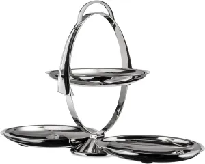 Alessi AM37 Anna Gong - Three-Tier Folding Cake Stand, 18/10 Stainless Steel, Mirror Polished