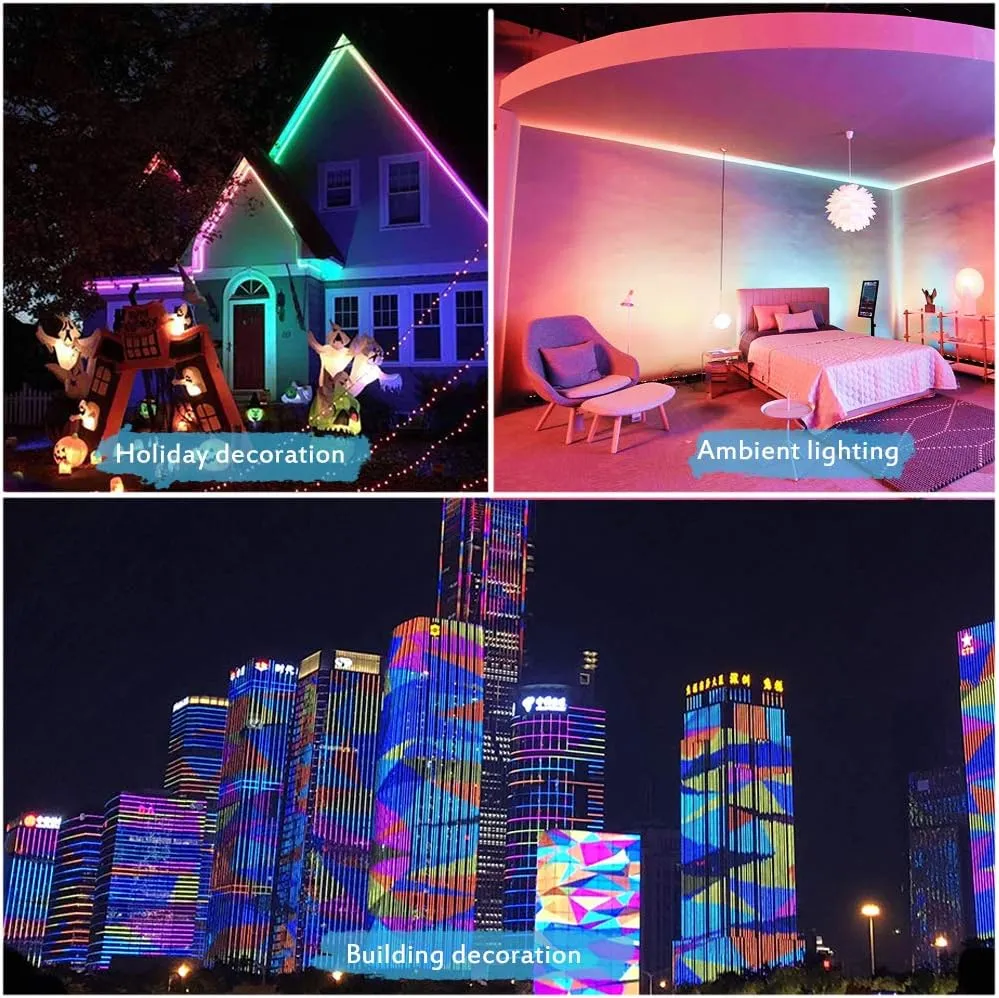 ALITOVE RGB LED Strip Light 32.8ft WS2811 Addressable Programmable Dream Color Digital LED Pixel Light 24V 10m 600 LEDs Rainbow Chasing Effect LED Flexible Light Rope Non-Waterproof White PCB