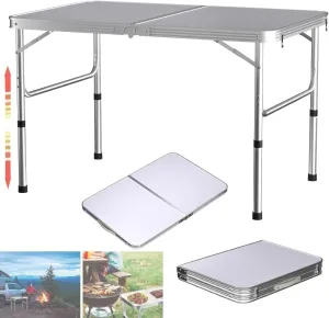 Aluminium Folding Table Portable Lightweight Camping Table Extra Strength Trestle Table for Indoor Outdoor, with Carrying Handle Foldaway Table,Adjustable Height Table for Wedding Garden Party Picnic