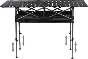 Aluminum Camping Table Adjustable Height from 50-80cm, Roll Up Picnic Table with Carrying Bag, Portable Folding Outdoor Portable Dining Table for Beach Hiking Fishing BBQ 47(L) x22(W)