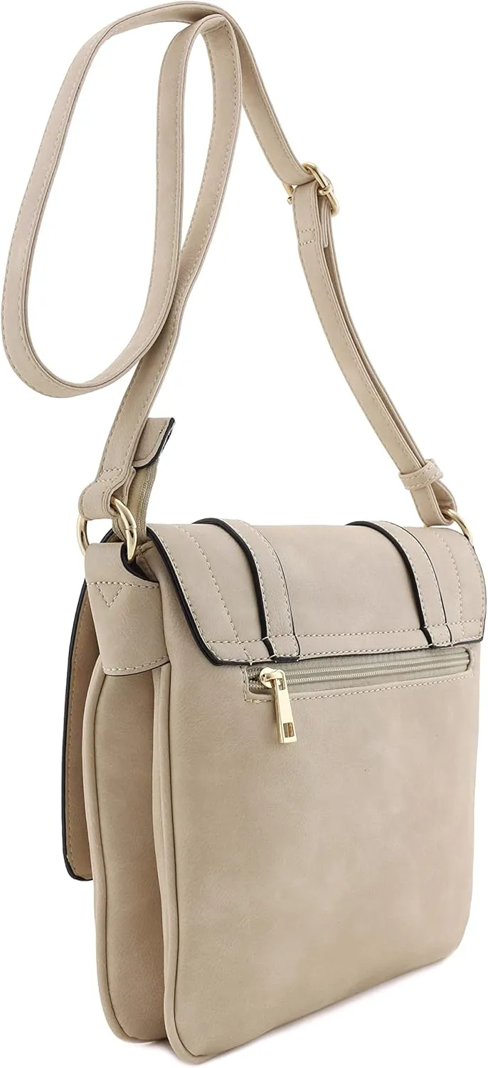 ALYSSA Double Compartment Large Flapover Crossbody Bag