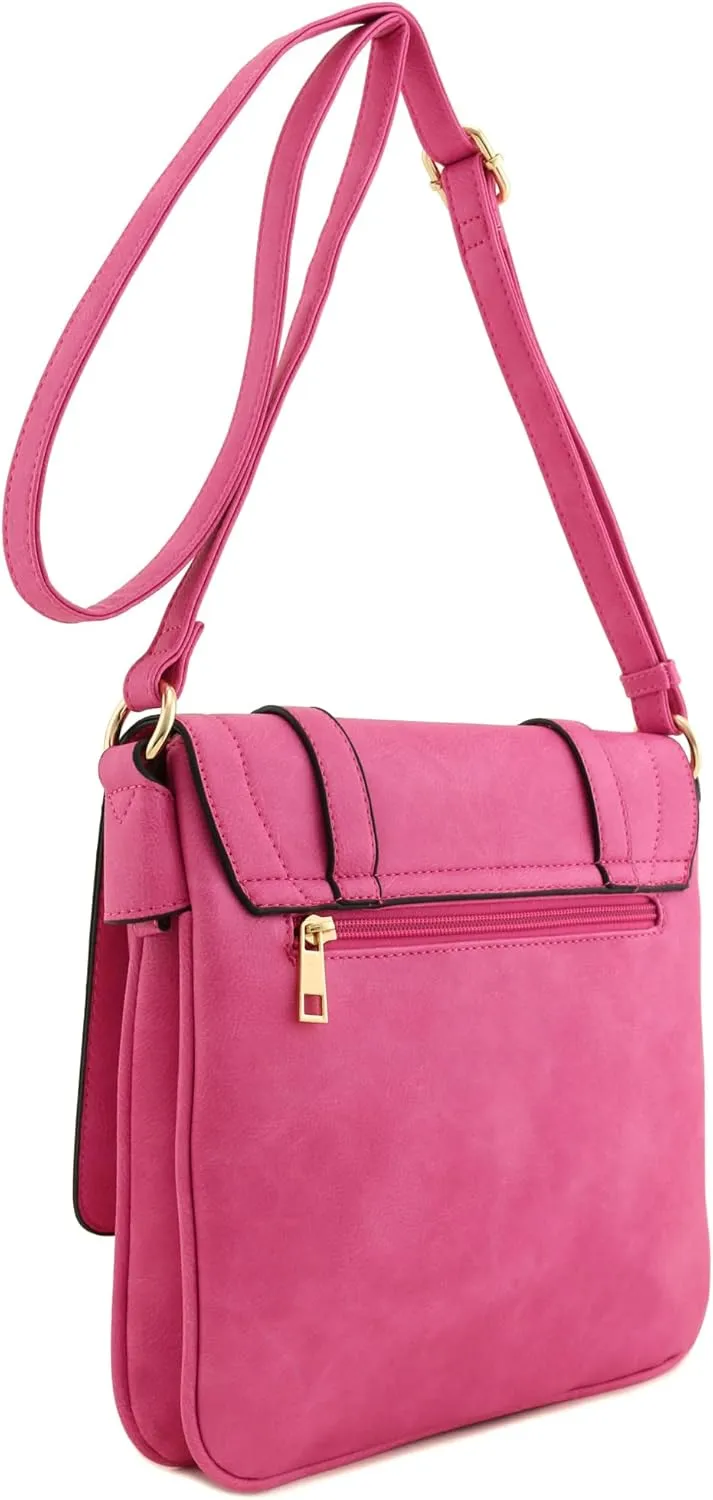 ALYSSA Double Compartment Large Flapover Crossbody Bag