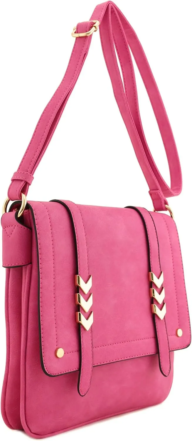 ALYSSA Double Compartment Large Flapover Crossbody Bag