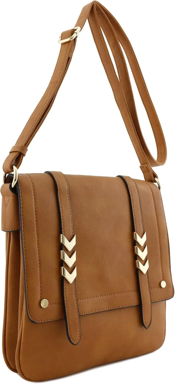 ALYSSA Double Compartment Large Flapover Crossbody Bag