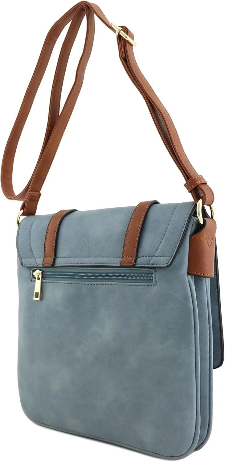 ALYSSA Double Compartment Large Flapover Crossbody Bag