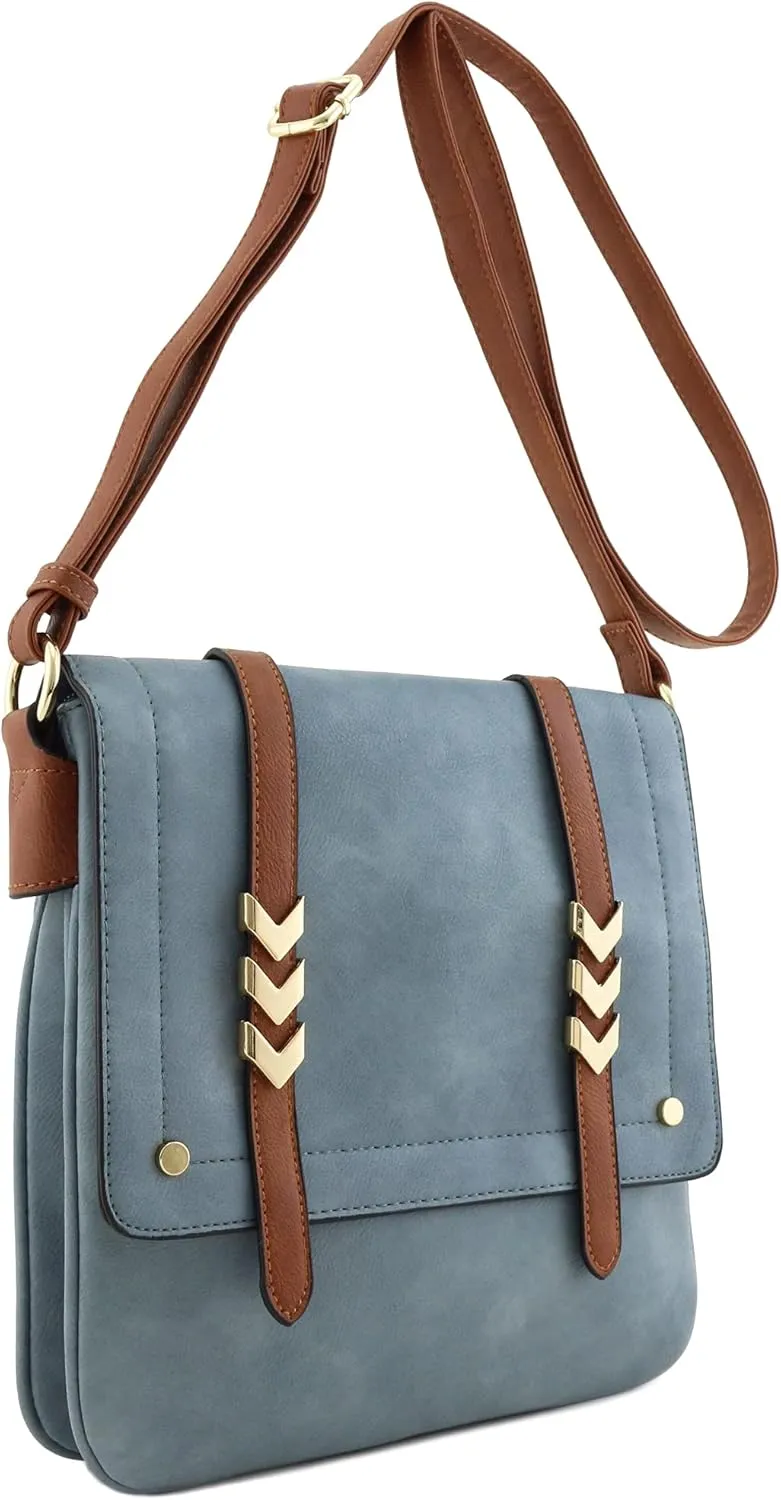 ALYSSA Double Compartment Large Flapover Crossbody Bag
