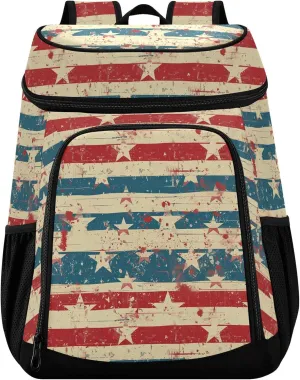 American Star Flag Cooler Backpack 36 Cans Leakproof Insulated Lunch Bag Backpack Cooler Bag for Travel Picnic Beach