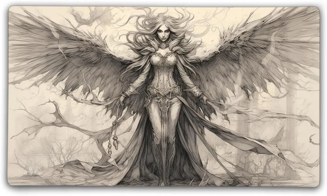 Angels Envy TCG Playmat with Carry Bag, 14x24, 3mm Double Stitched Edge, Cloth Top, Neoprene Rubber Base, USA Made, only from Jank Mats!