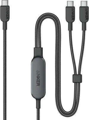 Anker Cable,4FT 2-in-1 USB C to USB C Cable 140W Max,Fast Charging for iPhone 16/16 Pro Max/15 Series,MacBook Air/Pro,and More(Braided,Black)