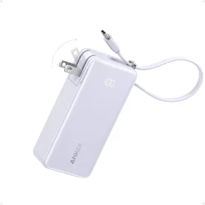 ANKER Nano 3-in-1 Portable iPhone Charger, 10,000mAh Power Bank with Built-in USB-C Cable and Foldable Wall Plug, 30W Max Battery Pack, Travel Essentials for iPhone 16/15 Series, Galaxy, MacBook