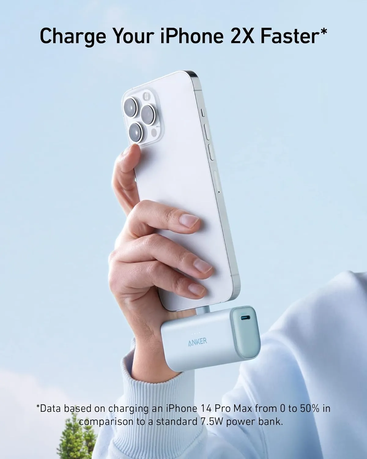 ANKER Nano Portable Charger for iPhone, with Built-in MFi Certified Lightning Connector, Power Bank 5,000mAh 12W, Compatible with iPhone 14/13/12 Series (White)