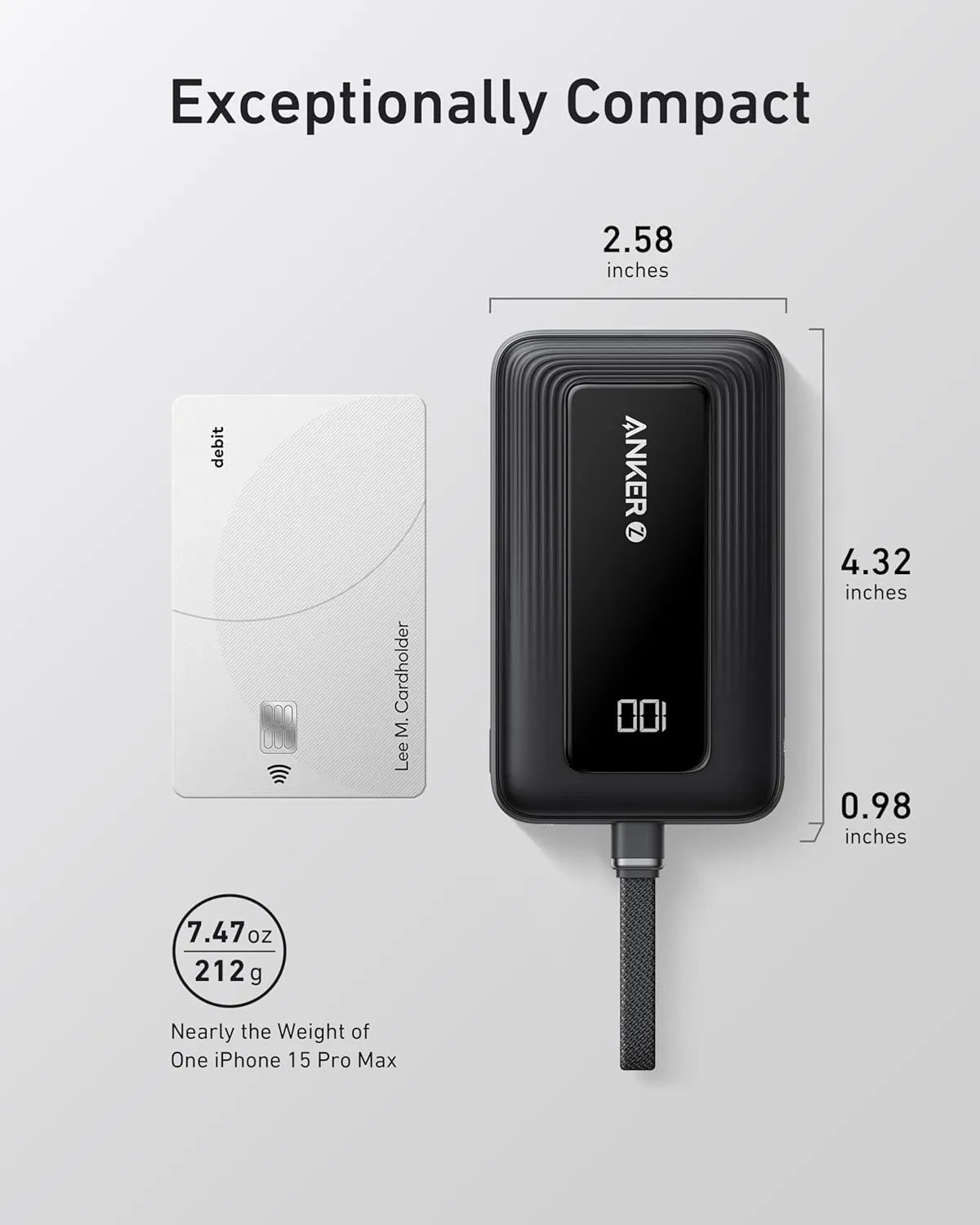 ANKER Portable Charger, 10,000mAh 30W Power Bank, USB-C in and Out Fast Charging Battery Pack, Travel Essential Phone Power Bank, for iPhone 16/15, iPad, MacBook, Galaxy, Google, and More
