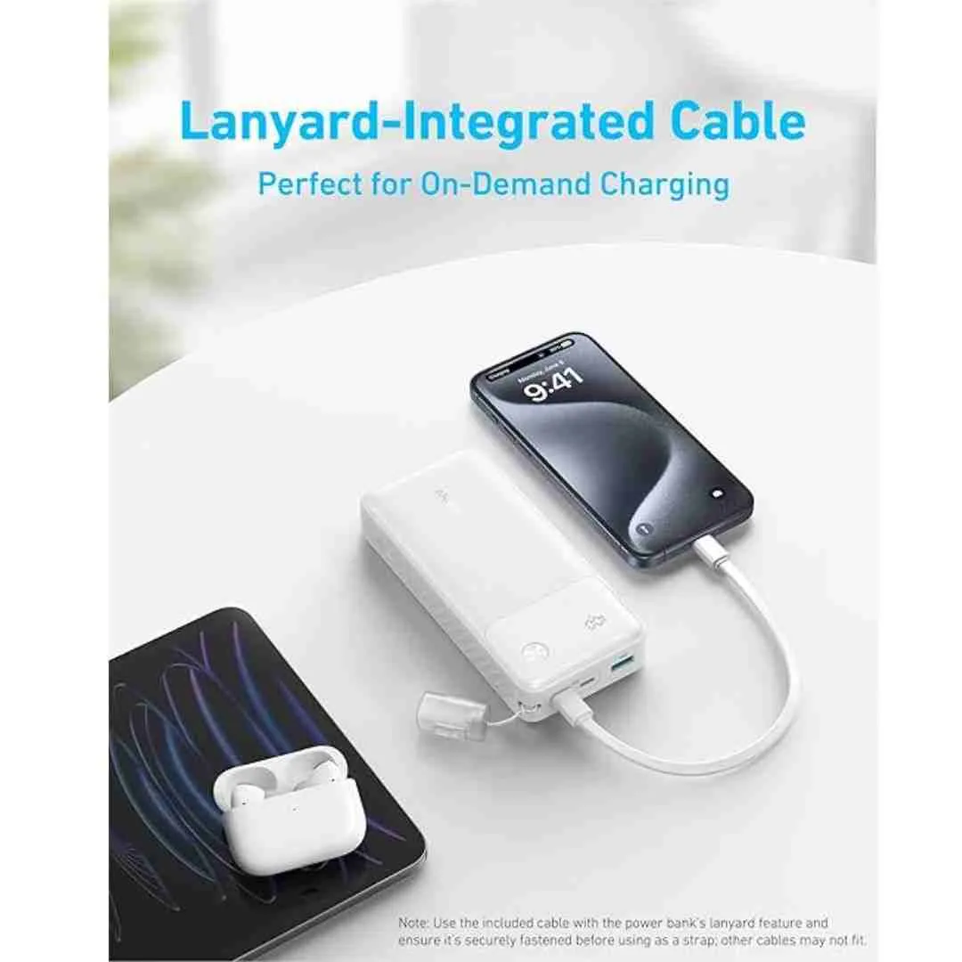Anker Power Bank 20000 mAh with 3-Port 30W Max PD Fast Charge White