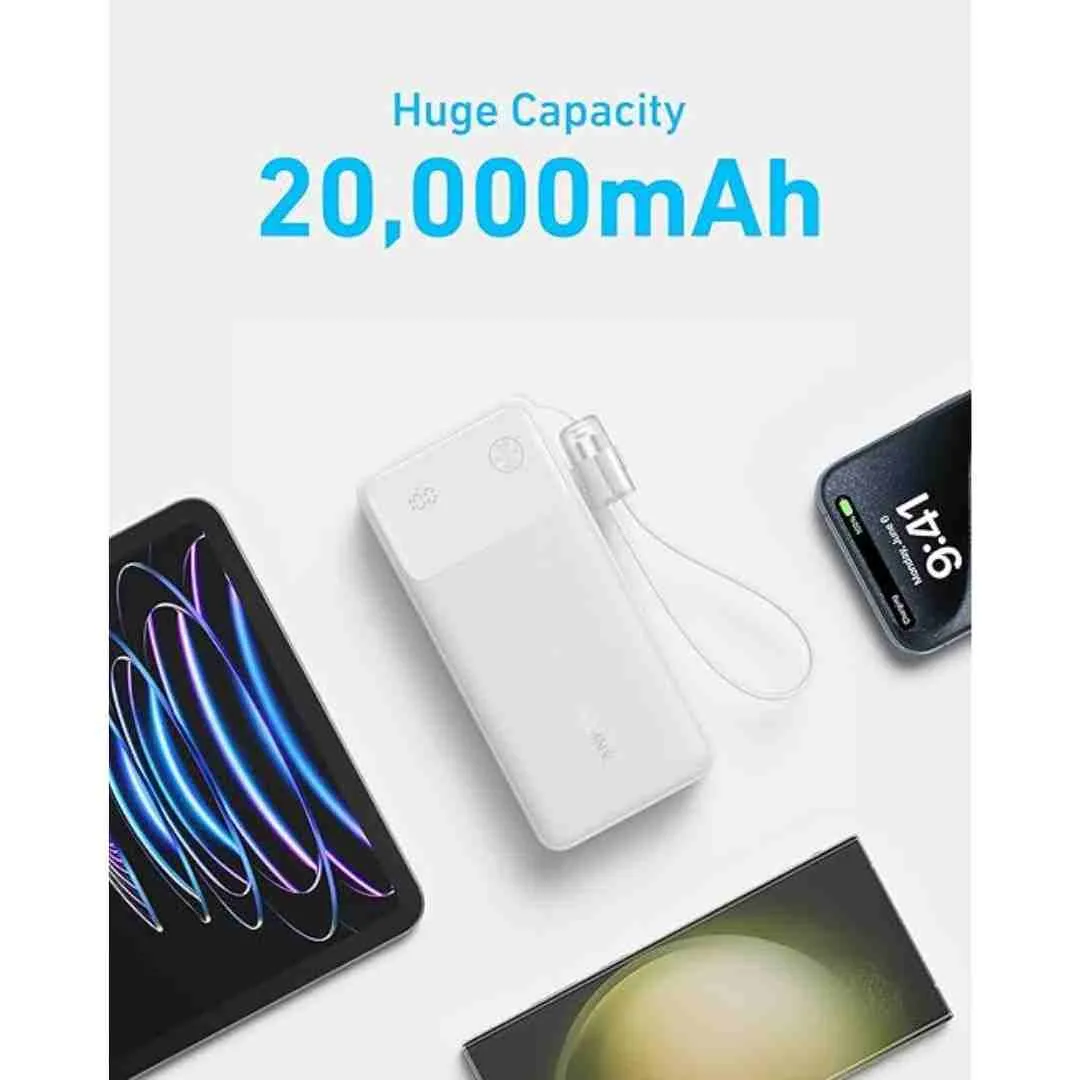 Anker Power Bank 20000 mAh with 3-Port 30W Max PD Fast Charge White