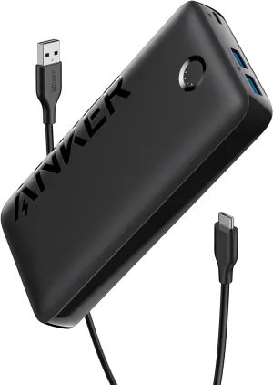 Anker Power Bank, 20,000mAh Portable Charger with 22.5W Max Fast Charging, 2 USB-A, 1 USB-C for iPhone 16/15/14/13/12 Series, Samsung, iPad Pro, AirPods, Apple Watch, and More