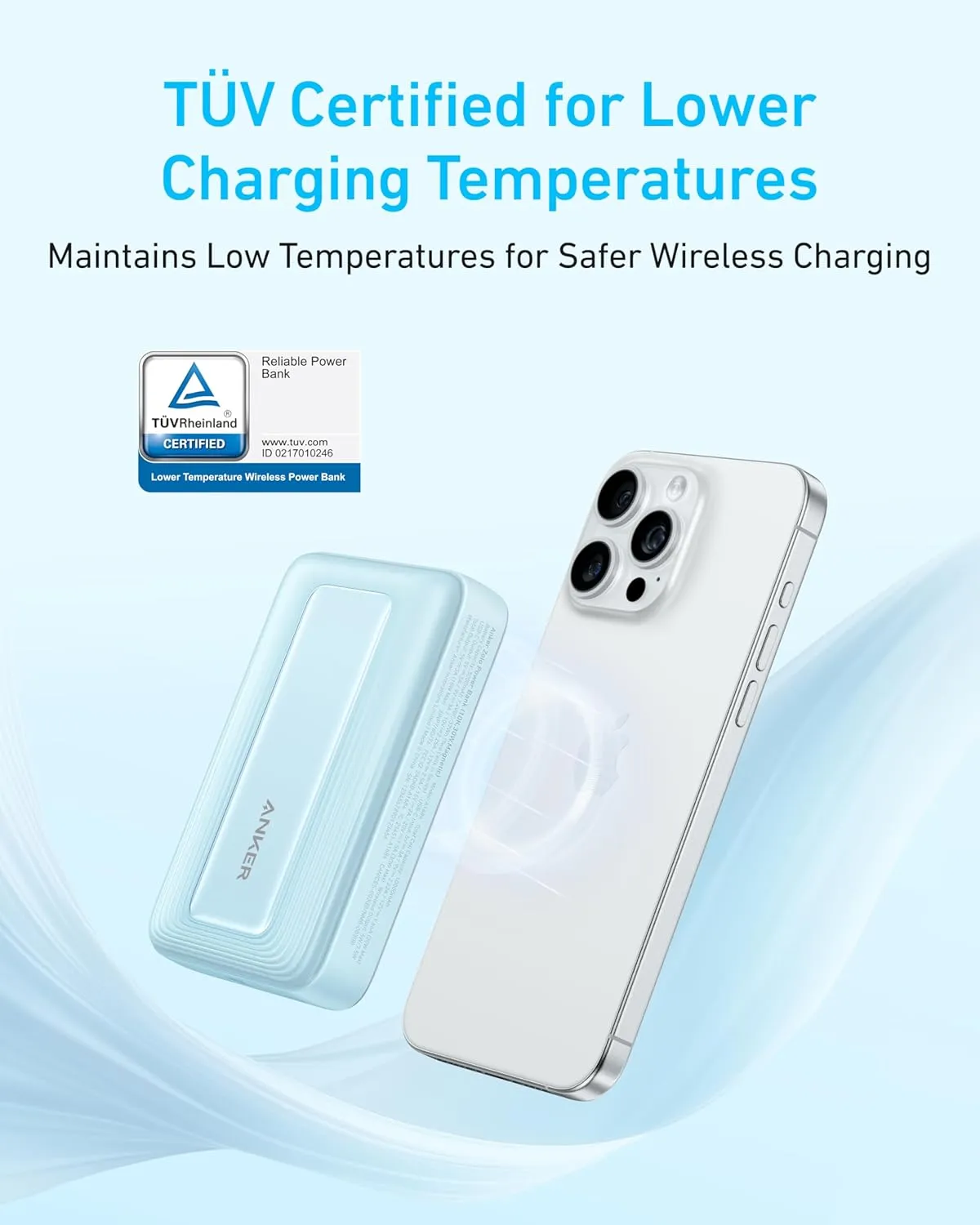 ANKER Zolo Magnetic Power Bank, Compact 10,000mAh Wireless Portable Charger with 30W Max Fast Charging, Skin-Friendly and Durable Battery Pack, for iPhone 16/15/14 Series, AirPods, and More