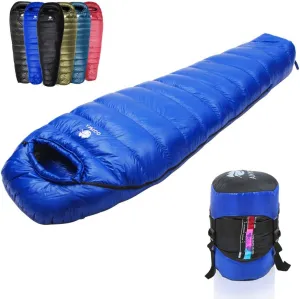 Anyoo Mummy Goose Down Sleeping Bag Ultralight Portable 7 Season for Backpacking Hiking Camping Indoor & Outdoor Use for Adult