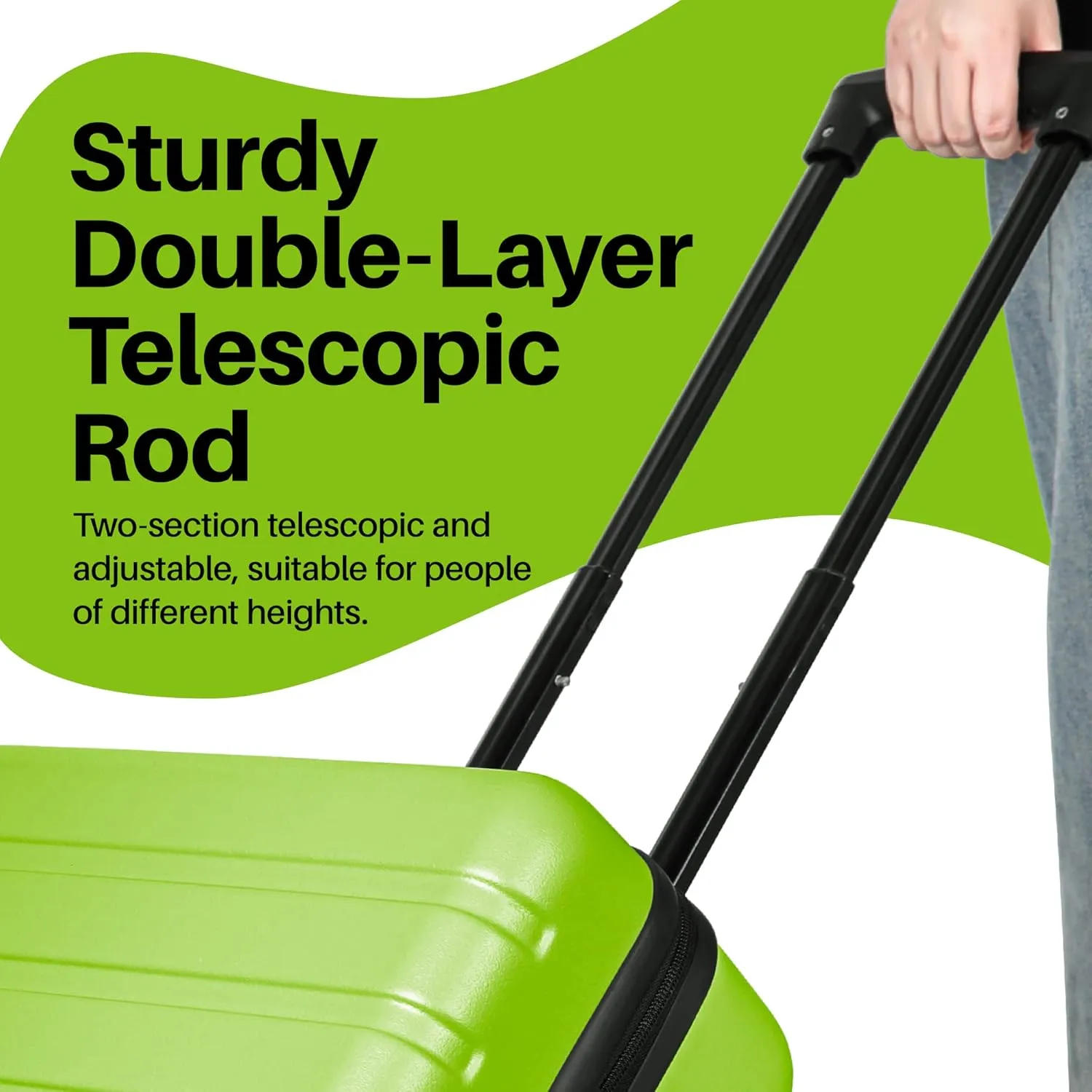 AnyZip Suitcase Hardside PC ABS Lightweight USB Luggage with Wheels TSA Lock Checked-Medium 24 Inch AppleGreen