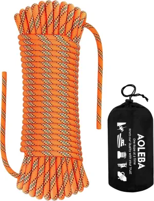 AOLEBA 8.5mm Static Climbing Rope, Outdoor Rock Climbing Ropes, Heavy Duty Rappelling Rope for Fire Rescue, Escape, 10M(32Ft) 20M(64Ft) 30M(96Ft) Ice Climbing Equipment & Parachute Accessories