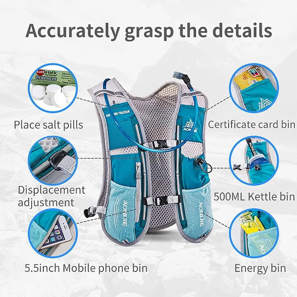 AONIJIE 5L Running Hydration Vest Pack with 1.5L Water Bladder Adjustable & Lightweight Hydration Backpack for Marathon Race Hiking Cycling