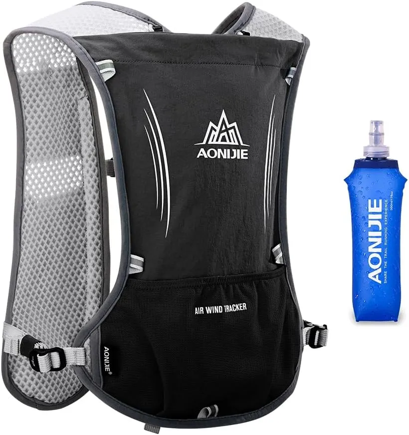 AONIJIE 5L Running Hydration Vest Pack with 500ml Soft Flask Adjustable & Lightweight Hydration Backpack for Marathon Race Hiking Cycling