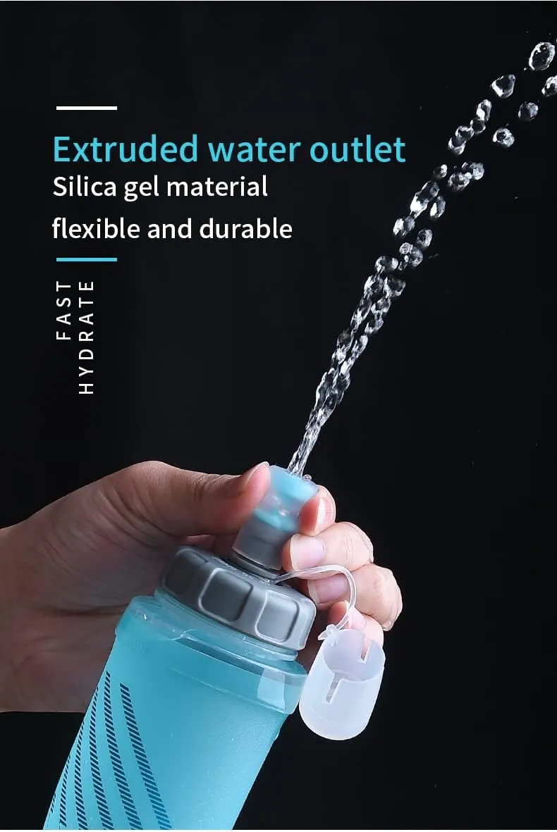 AONIJIE Folding TPU Soft Running Flask Collapsible Water Bottles BPA-Free for Hydration Pack, Ideal for Marathon Hiking Walking, Climbing (500ml/16.9oz-2Pack(Pull switch)