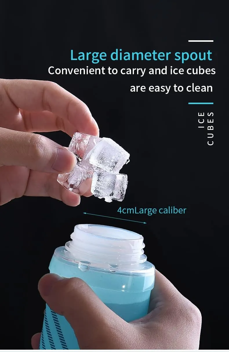 AONIJIE Folding TPU Soft Running Flask Collapsible Water Bottles BPA-Free for Hydration Pack, Ideal for Marathon Hiking Walking, Climbing (500ml/16.9oz-2Pack(Pull switch)