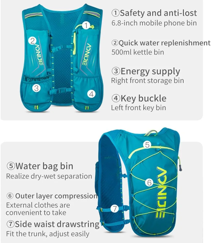 AONIJIE Outdoor Hydration Backpack 5L Lightweight Running Hydration Vest for Marathon Running Cycling