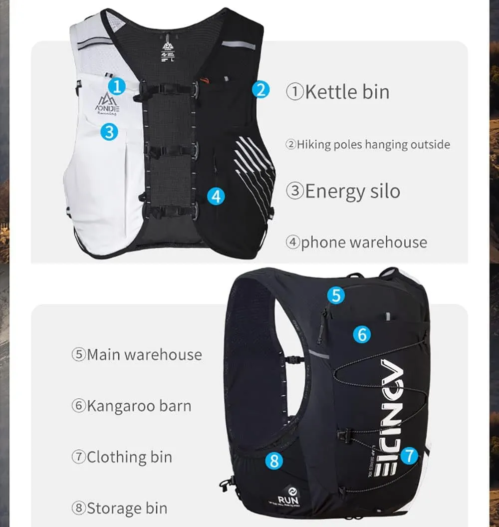 AONIJIE Running Hydration Vest Lightweight & Large Capacity Running Vest for Women Men, Hydration Running Backpack Fits 6.8" Phones