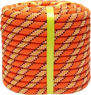 Arborist Rope Climbing Rope Swing for Tree(1/2in x 100ft) Logging Rope 48 Strands for Pull, Swing, Knot (Orange)