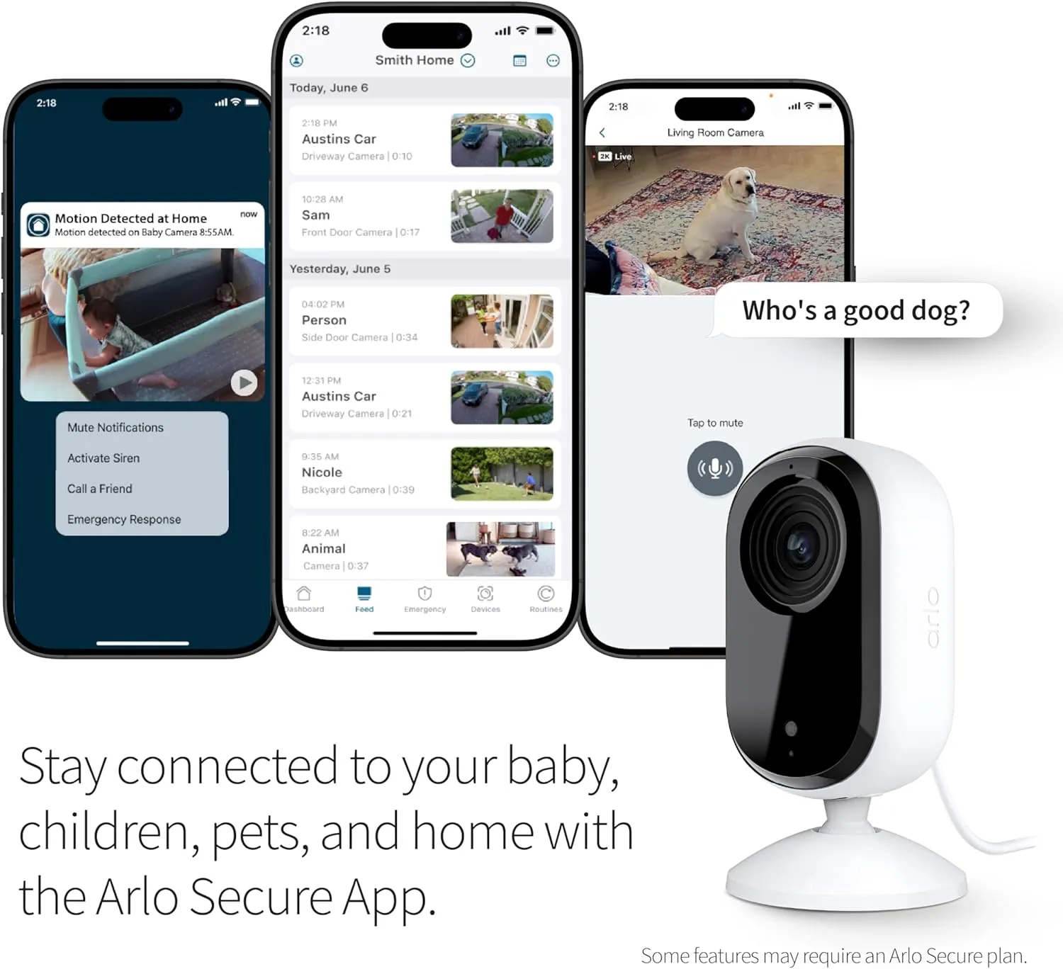 Arlo Essential Security Camera 2K | Indoor Only| 2nd Gen | Baby Monitor & Pet Camera | Wired Automated Privacy Shield, 2-Way Audio, Night Vision, Live Stream, Motion Alerts & Notifications White,1 Cam