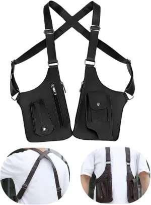 Armpit Bag for Men, Double Shoulder Armpit Bag, Double Shoulder Strap Multi-pocket Outdoor Anti-Theft Bag