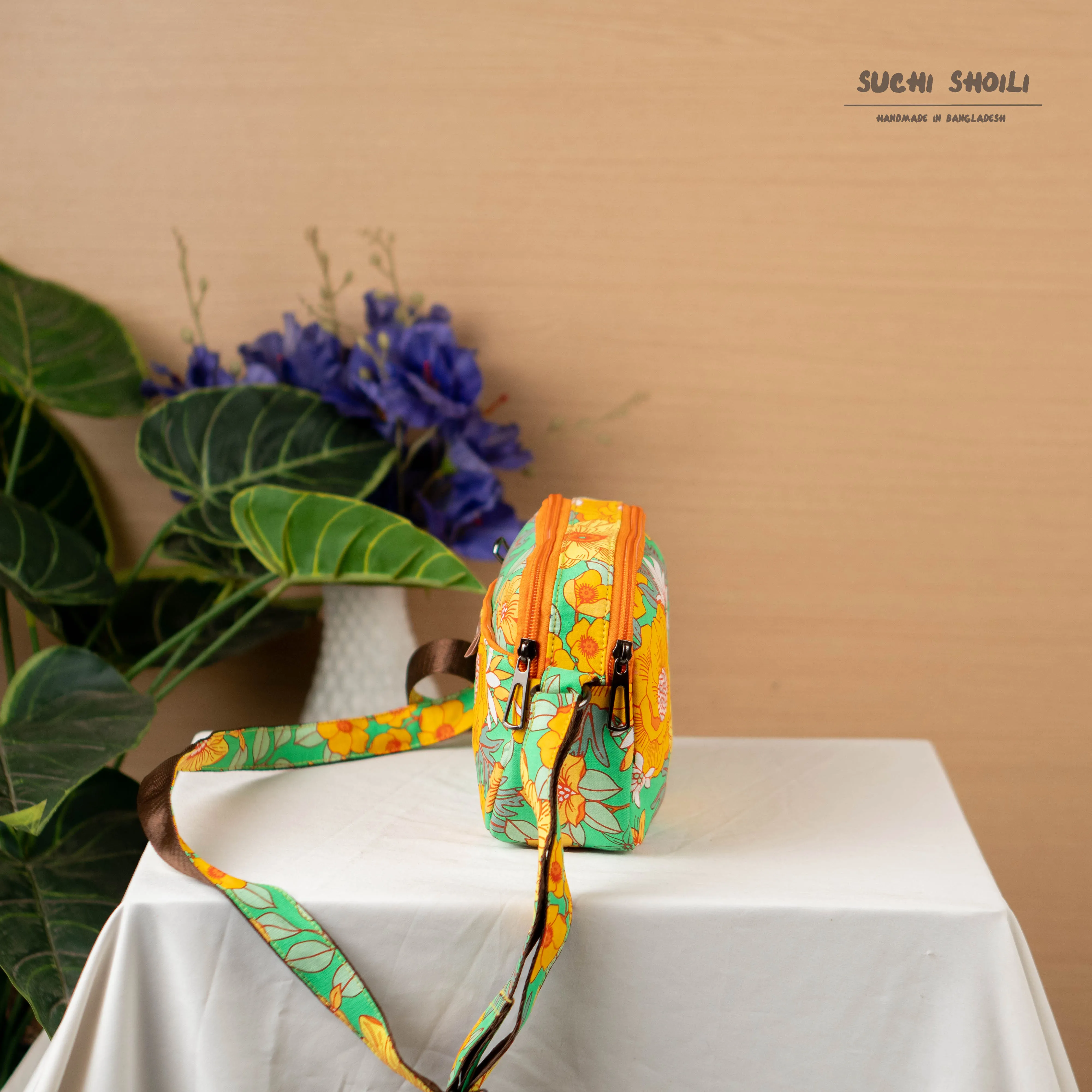 Artistic Botanical  Rupa Double Chamber Crossbody Bag