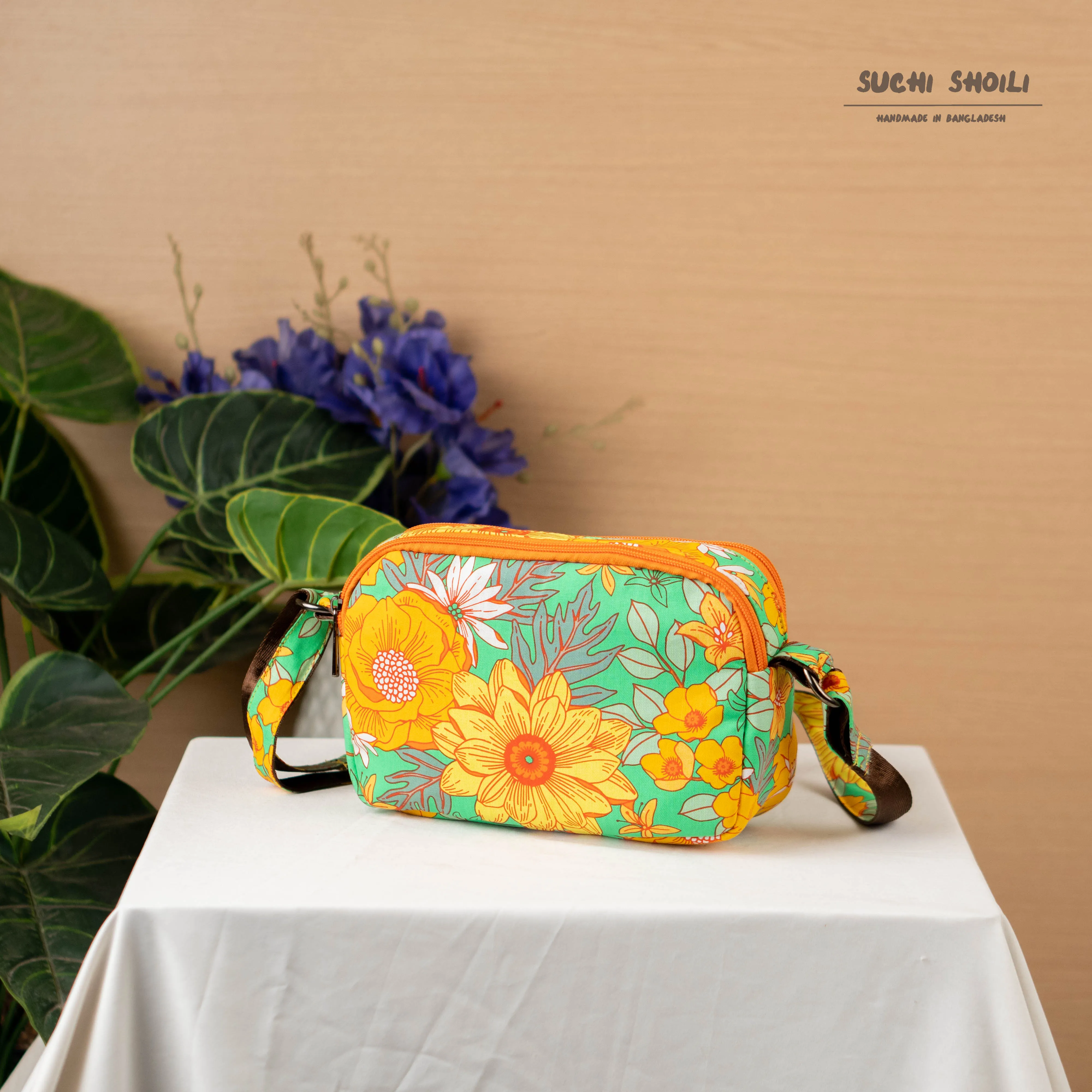 Artistic Botanical  Rupa Double Chamber Crossbody Bag