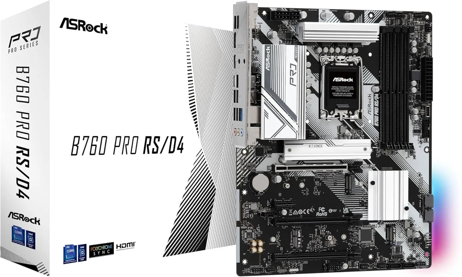 ASRock B760 Pro RS/D4 Motherboard, Compatible with Intel 12th and 13th Generation CPU (LGA1700), B760 Chipset, DDR4 ATX Motherboard