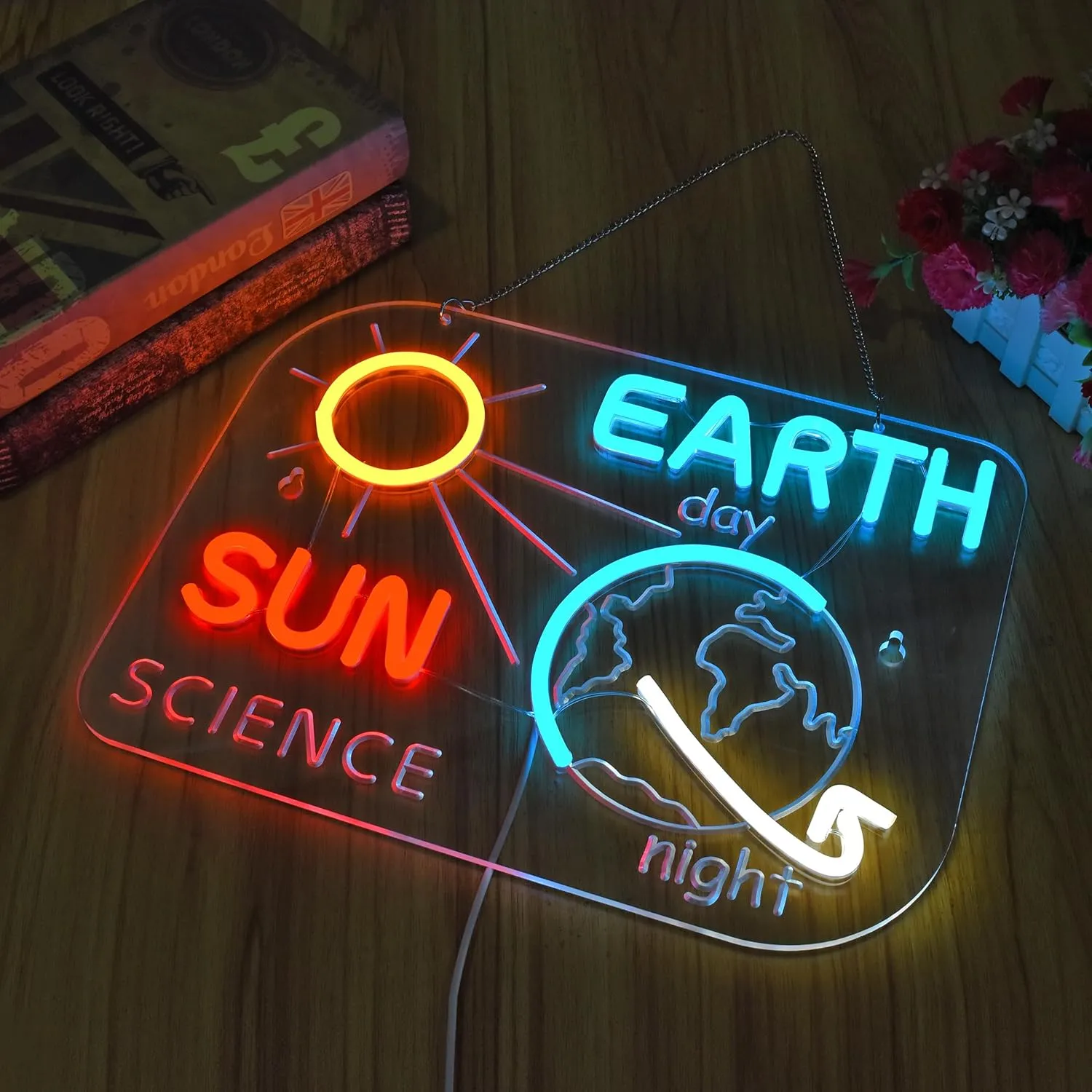 Astronomy Science Neon Sign for Classroom, Library & Bedroom Decor - 16"x12", Dimmable LED Light Featuring the Solar System, Earth, and Space. Perfect for Men, Teens, & Kids' Bedrooms. A Special Science, Space, Earth, & Astronomy Gift!