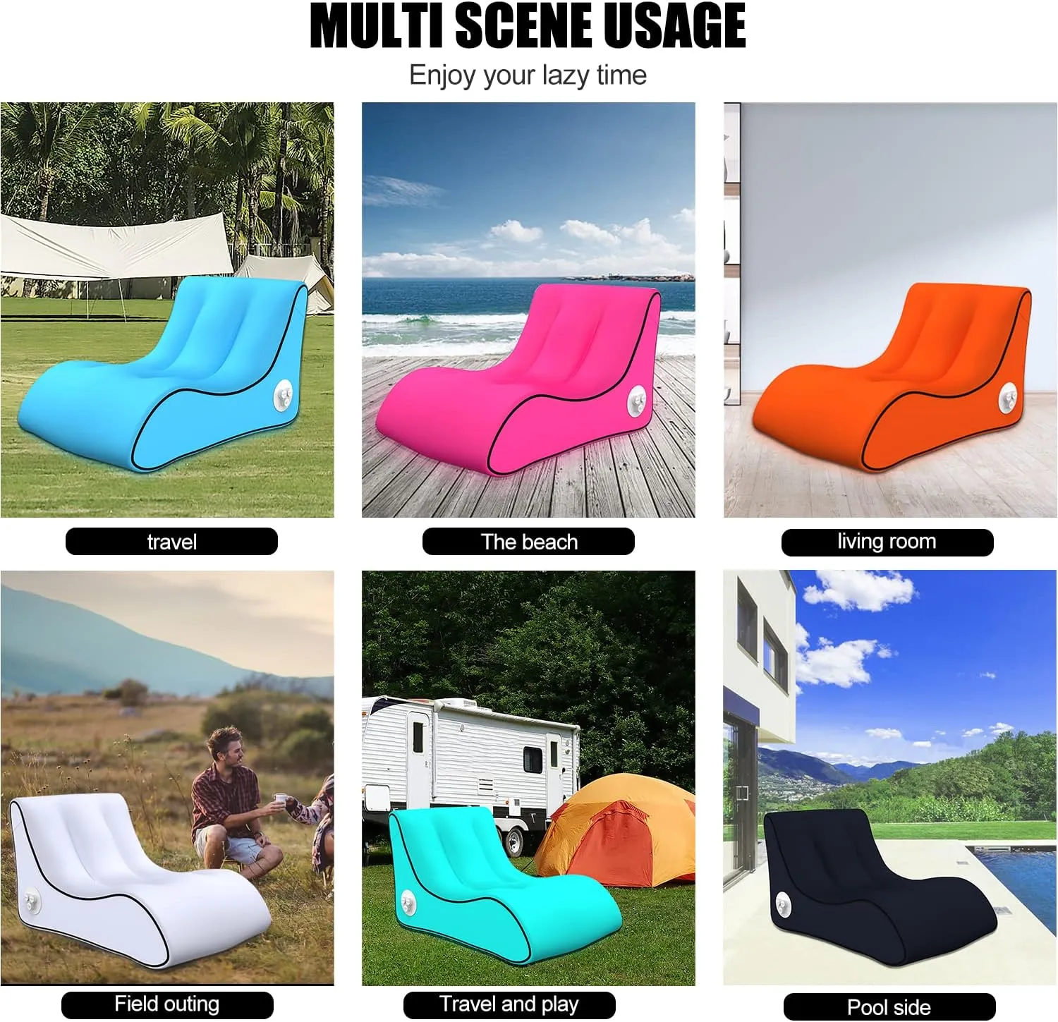 Automatic Inflatable Lounger Air Sofa Chair | Hammock-Portable | 10 Second Rapid Inflation | Waterproof | Anti-Air Leaking | Emergency Charging