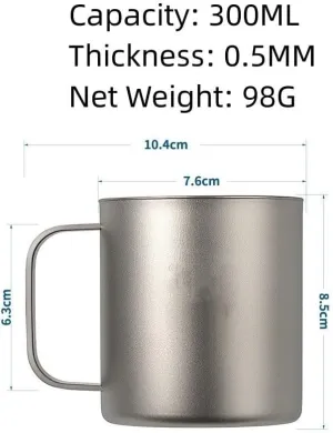 AYULL 1PC Pure Titanium Double-Layer Mug 300ML, Portable Coffee Cup Suitable for Outdoor Or Home Use