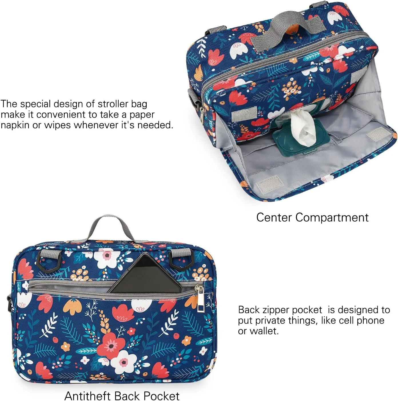 Baby Diaper Caddy Bag - Caddy Tote Baby Stroller Bag Nursery Storage Bin for Diapers, Wipes & Toys Small Diaper Bag