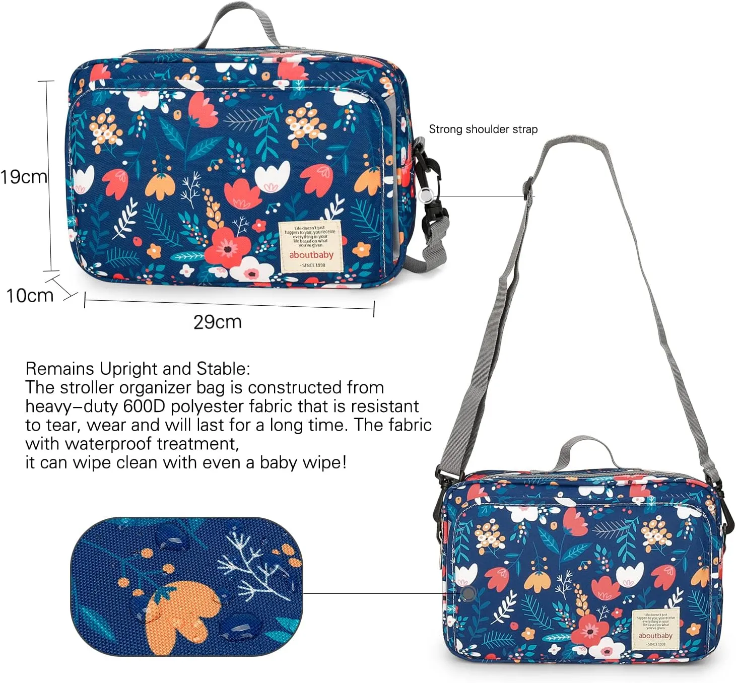 Baby Diaper Caddy Bag - Caddy Tote Baby Stroller Bag Nursery Storage Bin for Diapers, Wipes & Toys Small Diaper Bag