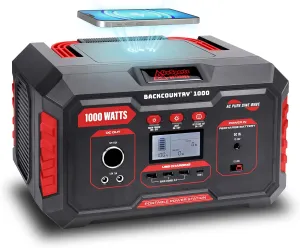 Backcountry Portable Power Stations, 300W, 500W or 1000W - Solar Generator Lithium Backup Battery with Power Outlet, USB, Wireless Charging for Camping and Indoor Home Use