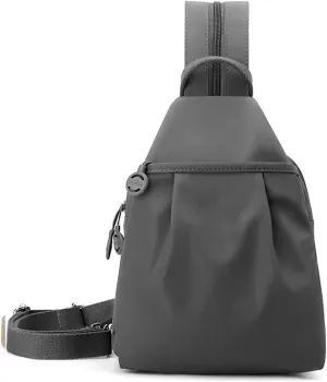 Backpack Chest Bags Double Zipper Large Capacity, Large Capacity Oxford Crossbody Backpack with Anti-Theft Design (Gray)