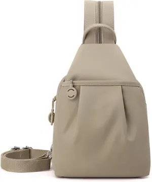 Backpack Chest Bags Double Zipper Large Capacity, Large Capacity Oxford Crossbody Backpack with Anti-Theft Design (Khaki)