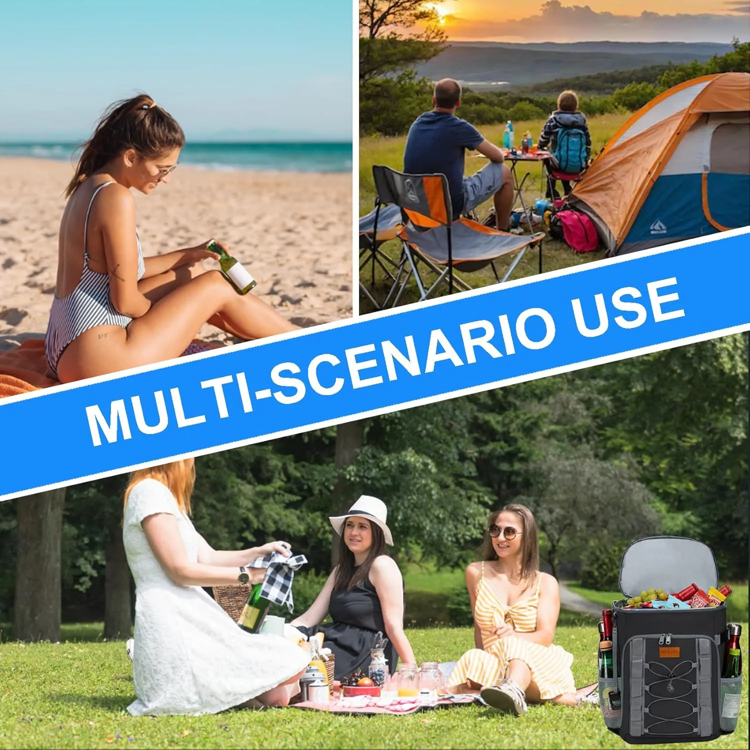 Backpack Coolers Insulated Leak Proof, 30/45 Cans Beach Cooler Backpack, Water-Resistant Soft Cooler Bag for Camping Picnic