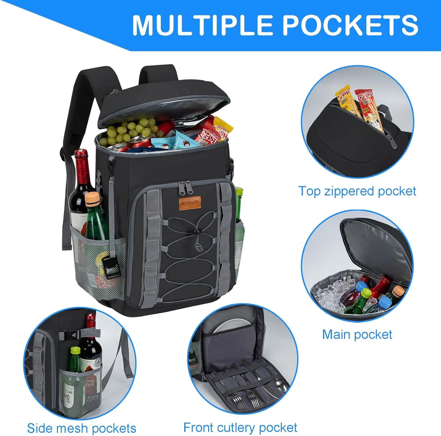 Backpack Coolers Insulated Leak Proof, 30/45 Cans Beach Cooler Backpack, Water-Resistant Soft Cooler Bag for Camping Picnic