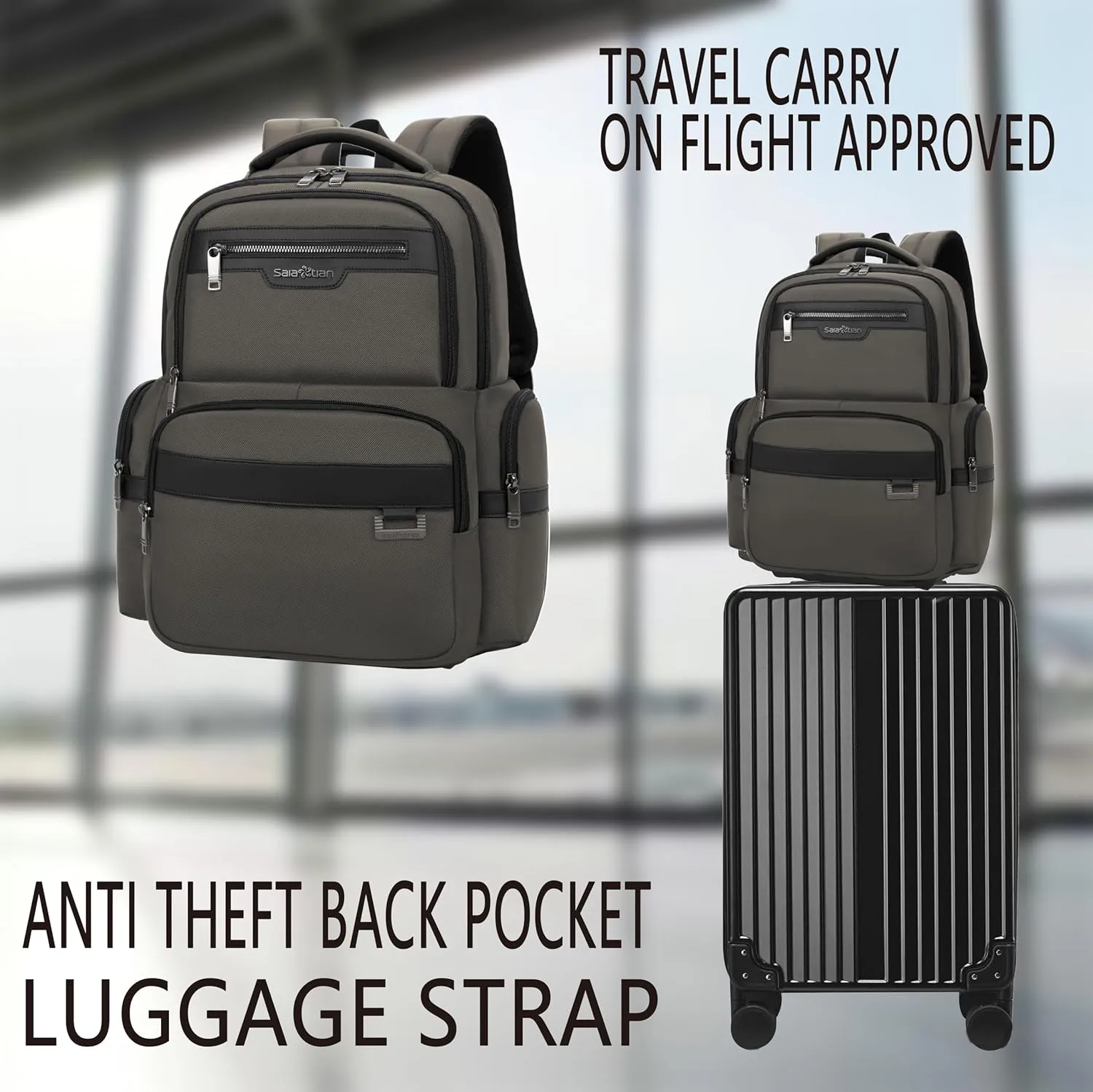 Backpack Men's Multilayer Backpack Business Casual Bag Large Capacity Multifunctional Computer Bag (Black) (Grey)