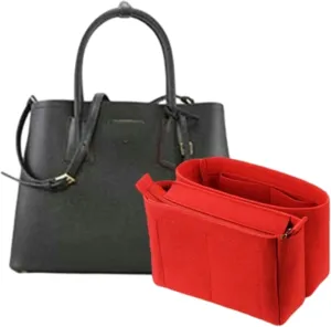 Bag Organizer for Prada Medium Saffiano Leather Double Bag(33L x 25H x 14D cm)|Handmade Custom Bag Insert|2mm Felt Bag Liner|Women Handbag Shaper (Black, Style B)