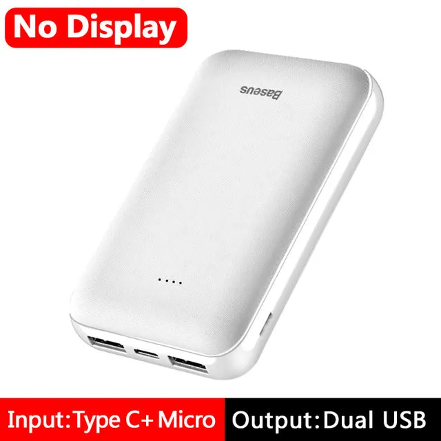 Baseus 10000mAh Mini Power Bank Portable Type C PD Charger 10000 mAh Powerbank For iPhone Xiaomi Mi 9 External Battery Poverbank